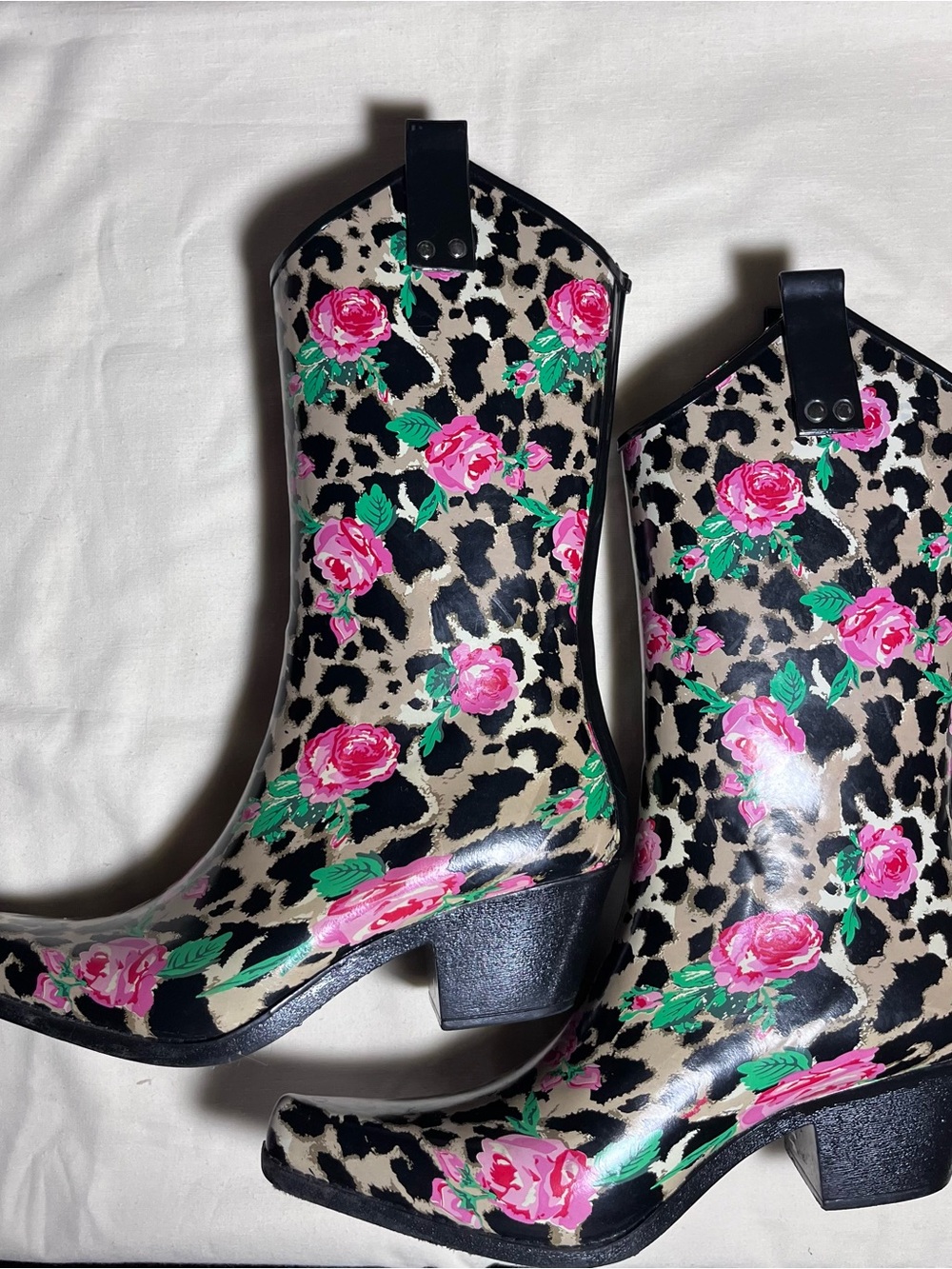 Nomad Yippy Western Rain Boot Rose Leopard Boots Size 7